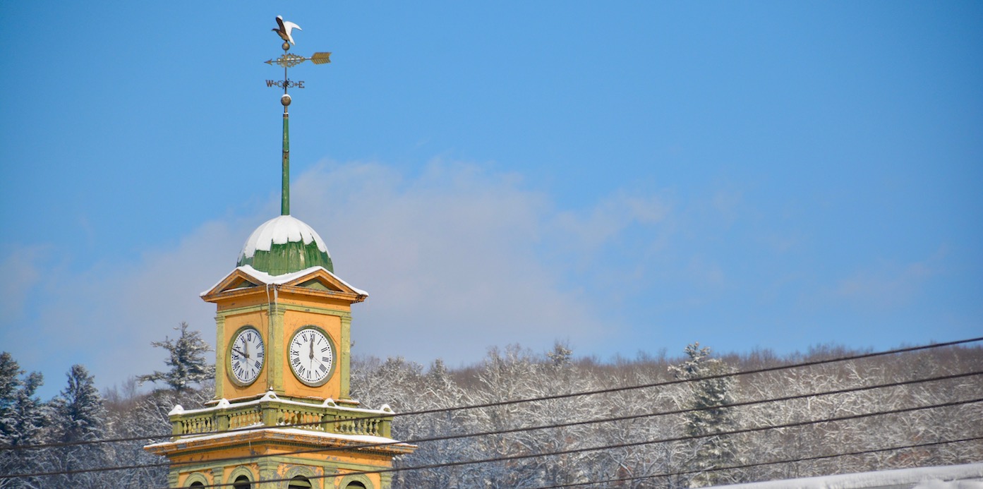 Clock Tower in Winter - Central Fire Station, Owego